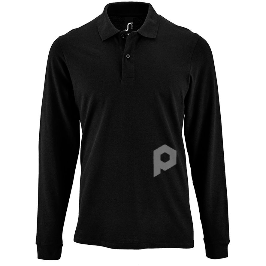 Рубашка поло мужская с длинным рукавом Perfect LSL Men, черная, арт. 02087312S фото 1 — Бизнес Презент