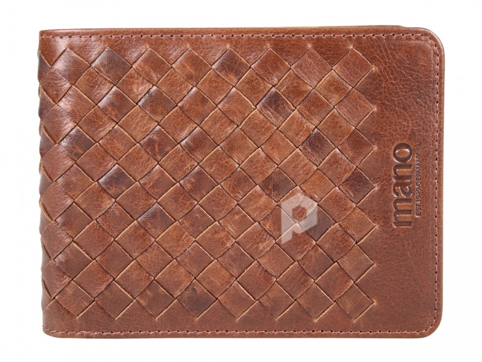Бумажник Mano Don Luca, натуральная кожа в коньячном цвете, 12,5 х 9,7 см, арт. 191945602 фото 1 — Бизнес Презент