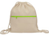 Рюкзак-мешок хлопковый Lark с цветной молнией, натуральный/зеленое яблоко, арт. 955113 фото 3 — Бизнес Презент
