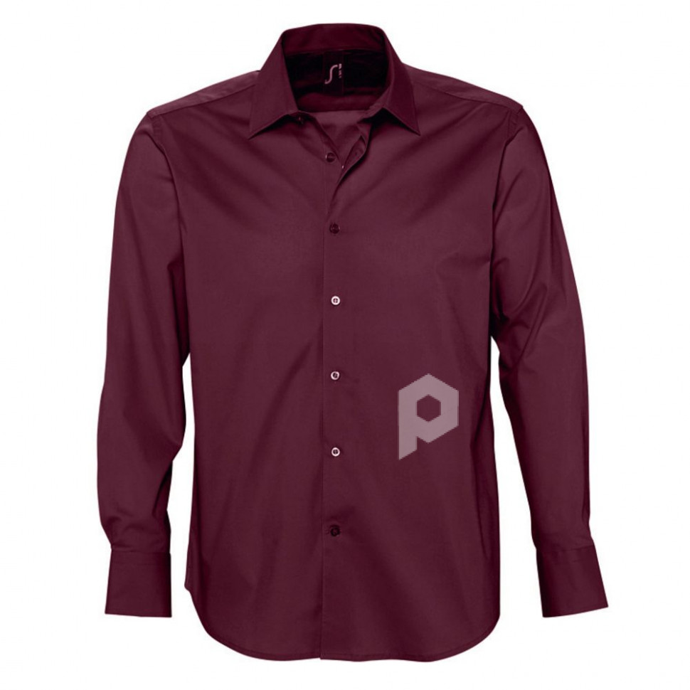 Рубашка мужская с длинным рукавом Brighton, бордовая, арт. 17000164S фото 1 — Бизнес Презент