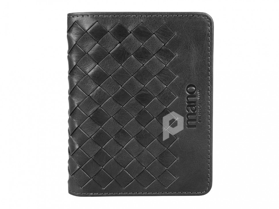 Портмоне для кредитных карт Mano Don Luca, натуральная кожа в черном цвете, 8,5 х 11 см, арт. 191945101 фото 1 — Бизнес Презент