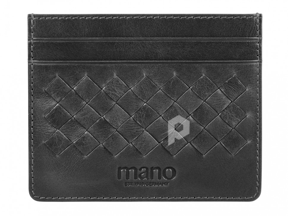 Портмоне для кредитных карт Mano Don Luca, натуральная кожа в черном цвете, 10,3 х 8,3 см, арт. 191945001 фото 1 — Бизнес Презент