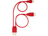 Двусторонний кабель для зарядки Ario 3-в-1 в тканевой оплетке, красный, арт. 12417621 фото 3 — Бизнес Презент