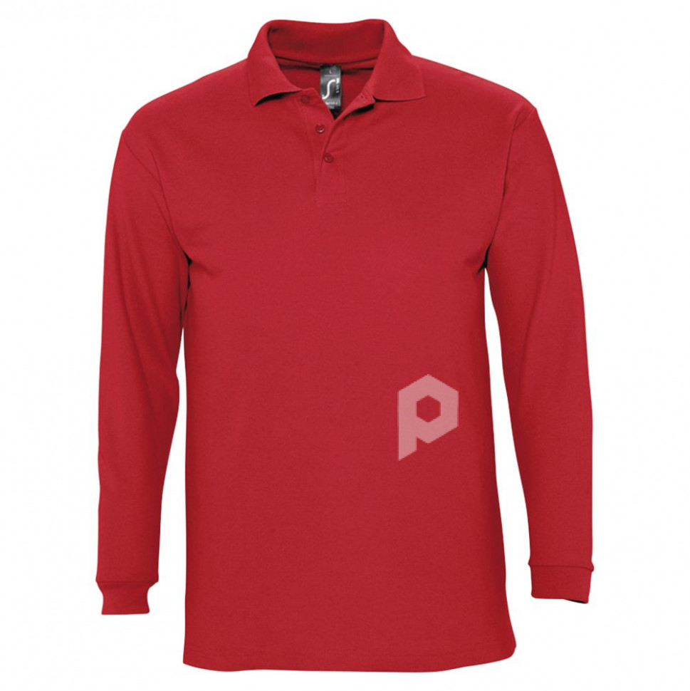 Рубашка поло мужская с длинным рукавом Winter II 210 красная, арт. 11353145S фото 1 — Бизнес Презент