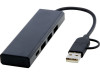 Концентратор USB 2.0 Rise из переработанного алюминия, сертифицированного по стандарту RCS - сплошной черный, арт. 12434490 фото 1 — Бизнес Презент