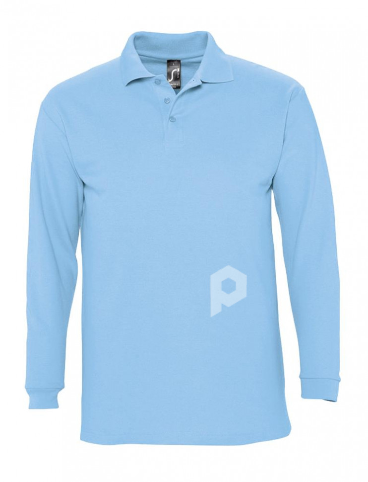 Рубашка поло мужская с длинным рукавом Winter II 210 голубая, арт. 11353200S фото 1 — Бизнес Презент
