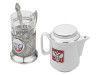 Чайный набор с подстаканником и фарфоровым чайником ЭГОИСТ-М, серебристый/белый, арт. 6105 фото 2 — Бизнес Презент