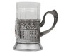 Чайный набор с подстаканником и фарфоровым чайником ЭГОИСТ-М, серебристый/белый, арт. 6105 фото 5 — Бизнес Презент