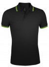 Рубашка поло мужская Pasadena Men 200 с контрастной отделкой, черная с зеленым, арт. 5851.391 фото 1 — Бизнес Презент