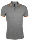 Рубашка поло мужская Pasadena Men 200 с контрастной отделкой, серый меланж c оранжевым, арт. 5851.121 фото 1 — Бизнес Презент