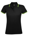 Рубашка поло женская Pasadena Women 200 с контрастной отделкой, черная с зеленым, арт. 5852.391 фото 1 — Бизнес Презент