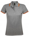 Рубашка поло женская Pasadena Women 200 с контрастной отделкой, серый меланж c оранжевым, арт. 5852.121 фото 1 — Бизнес Презент