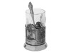 Подстаканник с хрустальным стаканом и ложкой Нефтяной, серебристый/прозрачный, арт. 6158 фото 1 — Бизнес Презент