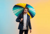Зонт-трость «Спектр», бирюзовый с желтым, арт. 5380.48 фото 5 — Бизнес Презент