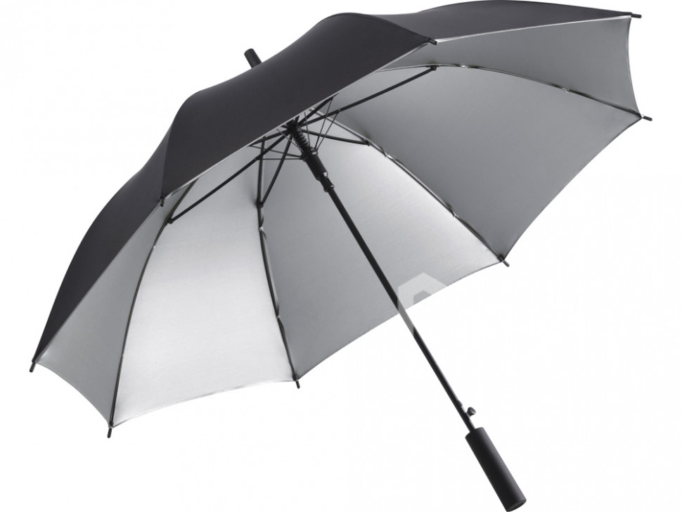 Зонт-трость Double face, черный/серебристый, арт. 100101 фото 1 — Бизнес Презент