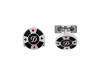 Запонки CASINO, круглые, черный и красный лак, палладиевая отделка, узор: карточные масти, логотип D, арт. 5746 фото 1 — Бизнес Презент